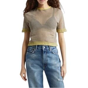 Vitelli Sz 4 (US S) Reclaimed Yarn Stripe Tan Mesh Sweater New Without Tag Italy